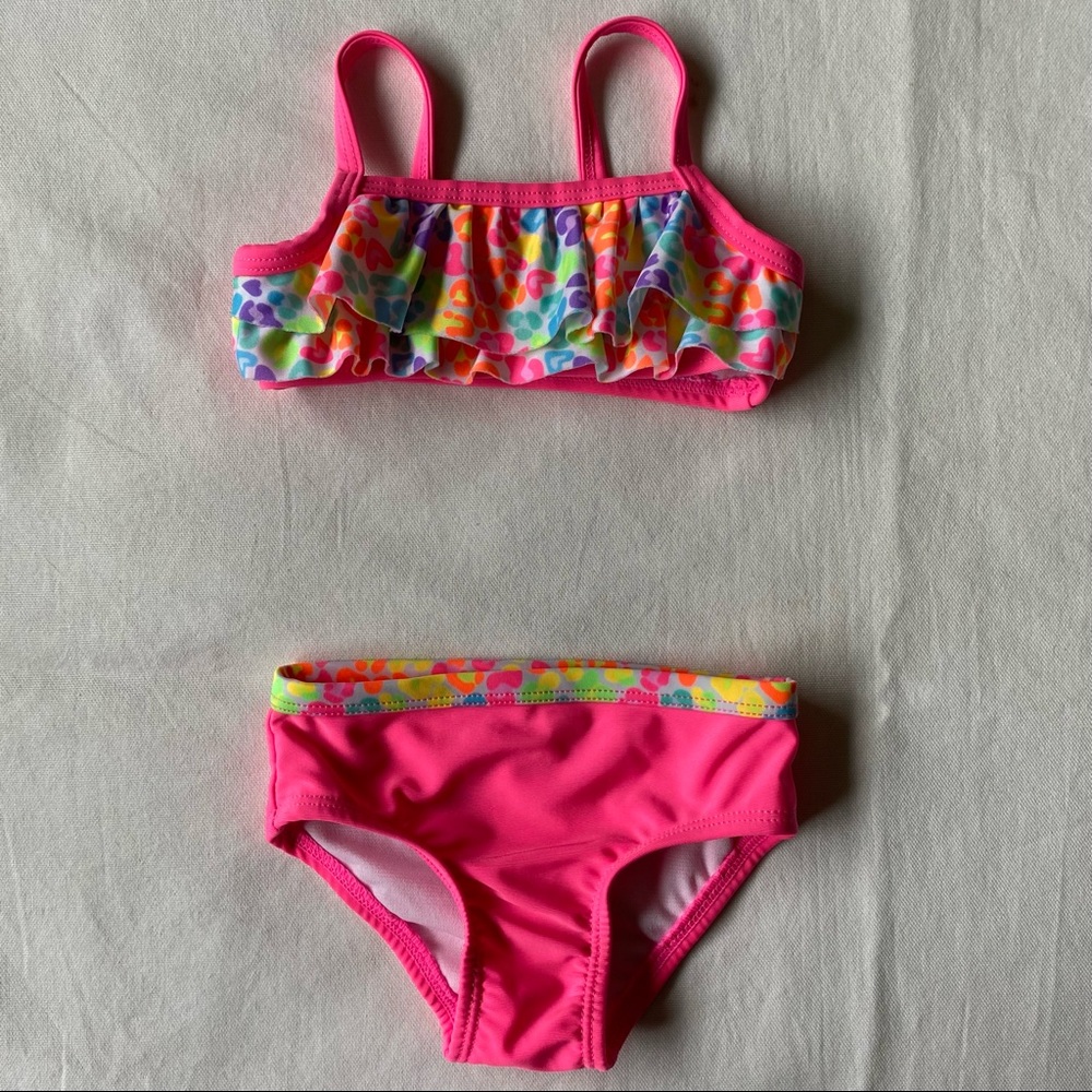 Swimsuit 6 9 Months 2 piece bikini Bathing Suit Bikini Pink EUC Ruffle skirt - Picture 1 of 13